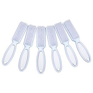6 Pcs Fingernail Cleaner Nail Brush with Plastic Handle Clear Blue